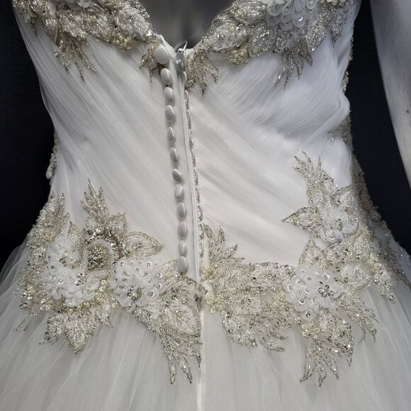 NWT~$2750~AMARE COUTURE~4/6~IVORY BEADED EMBELLISHED FIT & FLARE WEDDING DRESS - Picture 14 of 16